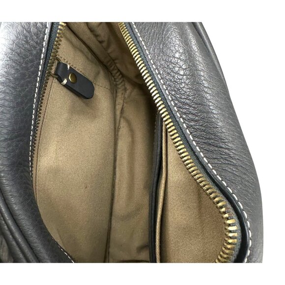 J.Crew Womens Pebbled Leather Crossbody Messenger Bag Dark Grey With Gold-Tone A - Picture 5 of 5